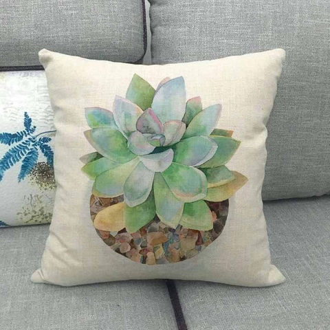 Leinen Kissenbezug Kaktus Sukkulenten Pflanze Druck Quadratischer Kissenhülle Für Sofa Zuhause Dekoration Farmhouse Ästhetik