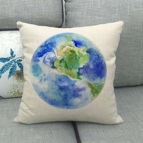 Solar System Planet Linen Pillow Case Space Galaxy Earth Mars Print Decorative Cushion Cover For Home Sofa Office Decor