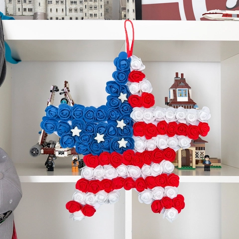 Unabhängigkeitstag Stern Kranz Rot Weiß Blau Patriotisch Amerikanische Flagge Stil Schaumrose Tür Wandbehang Vierte Juli Feier Dekor