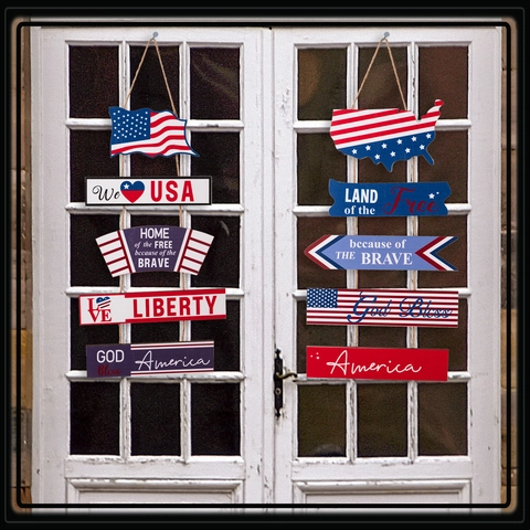 Cartel Colgante De Madera Día De La Independencia Bandera Americana Decoración De Puerta Patriótica USA Libertad