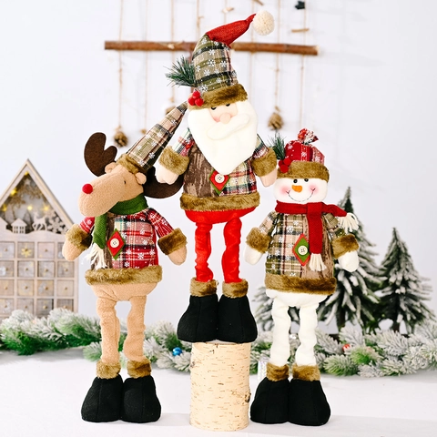 Kerstmis Telescopische Ruit Pop Kerstman Sneeuwpop Rendier Thuis Bureau Decor Retro Scandinavische Stijl Ornament
