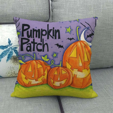 Halloween Autumn Pumpkin Linen Decorative Pillow Cover Square Throw Cushion Case For Sofa Home Festive Decor