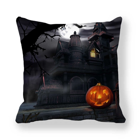 Halloween Kussensloop Perzikhuid Fluweel Spookhuis Pompoen Vleermuis Decoratie Huis Voor Griezelige Vakanties