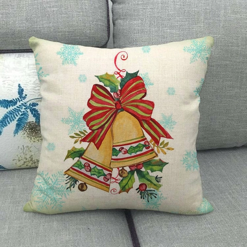 Christmas Pillowcase Cotton Linen Square Decorative Cushion Cover Printed Snowman Reindeer For Home Sofa Living Room Decor