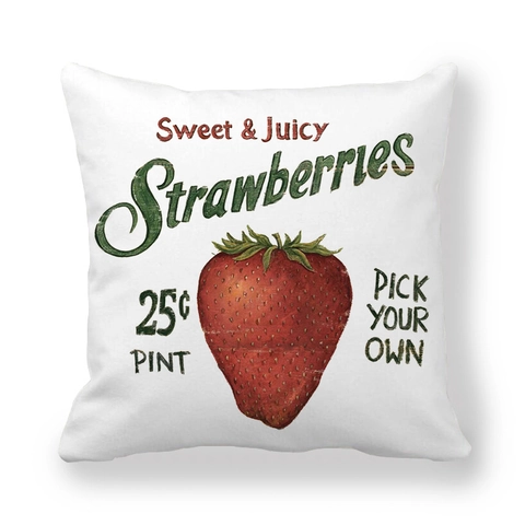 Vintage Farmhouse Fruit Vegetable Pattern Throw Pillow Case White Peach Skin Decorative Cushion Cover For Home Decor