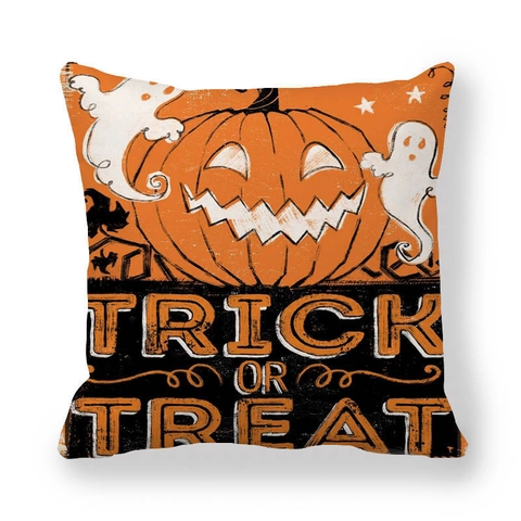 Halloween Deko Kissenbezug Pfirsichhaut Samt Bedruckt Kürbis Geist Katze Muster Für Sofa Couch Heimdekoration Feiertag