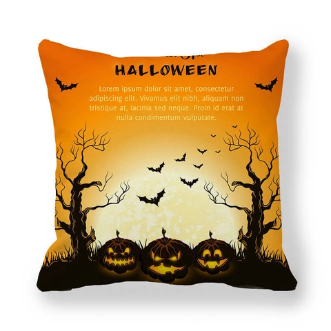 Halloween Pillowcase Peach Skin Velvet Cushion Cover Moon Castle Pumpkin Bat Graphic Home Sofa Decor Festive Ornament