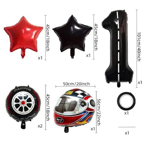Rennwagen Thema Ballons Aluminiumfolie Nummer Helm Reifen Formen Geburtstagsparty Dekoration Für Jungen Kinder