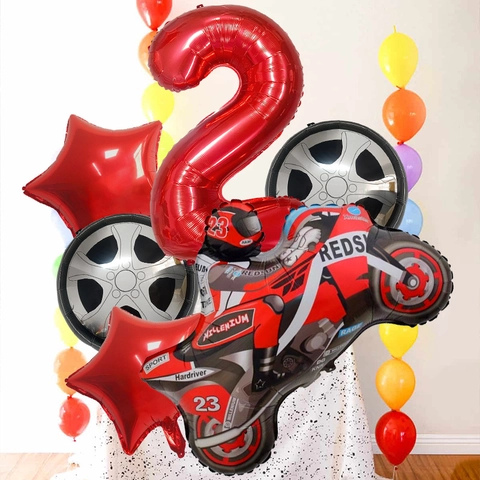 Rennsport Motorrad Aluminiumfolie Ballons Digital Nummer Stern Reifen Form Geburtstag Party Dekoration Für Jungen Feier