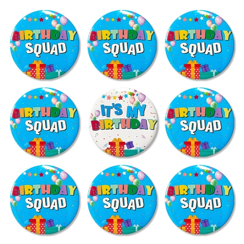 Tinplate Birthday Theme Badge Button Pin For Party Decorations Birthday Squad Celebrating Supplies Festive Accessories Gift