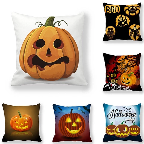 Halloween Deko Kissenbezug Pfirsichhaut Polyester Quadratisch Kissenhülle Kürbis Geist Fledermaus Für Sofa Couch Party Deko