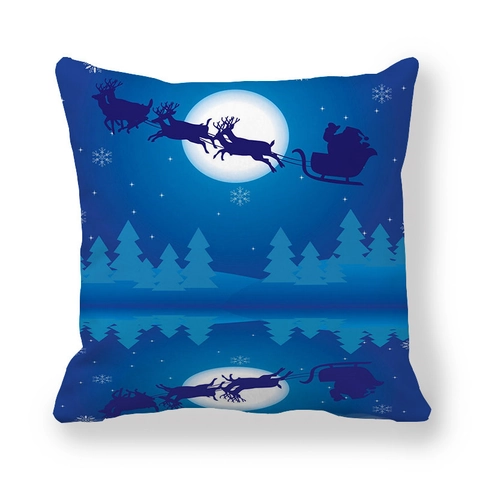 Kerst Slee Rendier Maan Perzikhuid Fluweel Kussensloop Decoratieve Vierkante Kussenhoes Voor Bank Thuis Decor