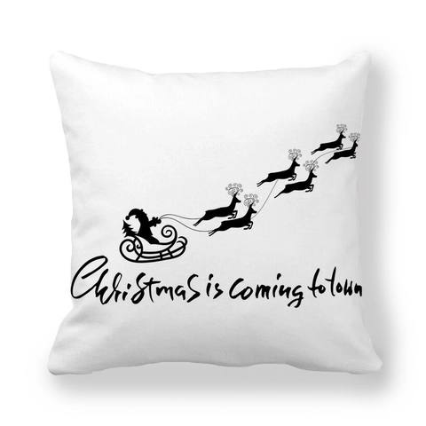 Fodera Per Cuscino Natalizio Poliestere Pelle Di Pesca Stampa Renna Babbo Natale Slitta Decorazione Festiva Morbida