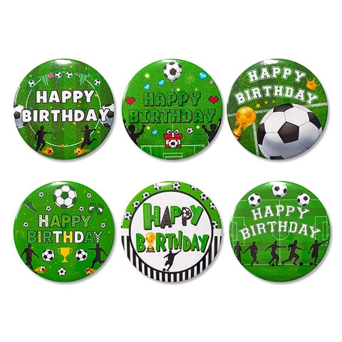 Fußball Geburtstagsparty Button Abzeichen Weißblech Rund Happy Birthday Anstecknadeln Sport Thema Dekorationen