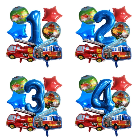 Palloncini Tema Trasporto Camion Pompieri Alluminio Decorazione Festa Compleanno Bambini