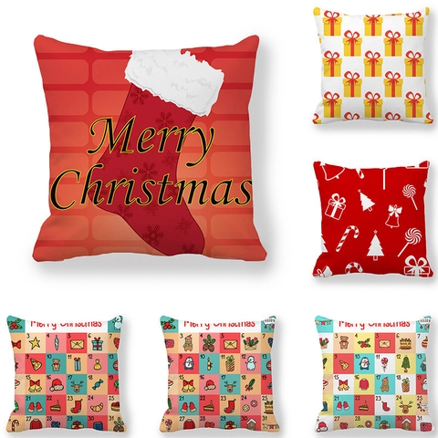 Funda De Cojín De Navidad Terciopelo Piel De Melocotón Decorativa Funda De Almohada Cuadrada Para Sofá Dibujos Animados
