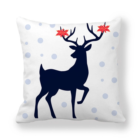 Weihnachts Rentier Silhouette Kissenbezug Pfirsichhaut Samt Schneeflocke Deko Kissenhülle Winter Home Dekor
