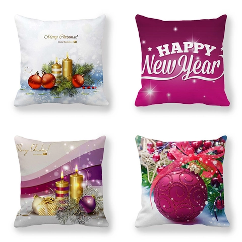Weihnachten Wurfkissenbezug Pfirsichhaut Polyester Dekorativer Kissenhülle Für Feiertag Home Decor Neujahr Druck Quadratisch