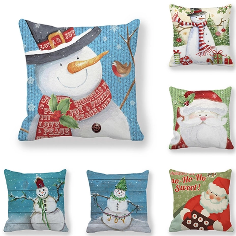 Funda De Cojín De Navidad Terciopelo Piel De Melocotón Funda De Almohada Decorativa Dibujos Animados Invierno