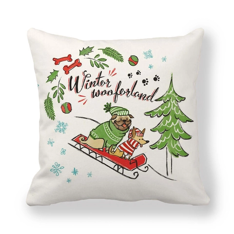 Funda De Cojín De Navidad Terciopelo Piel De Melocotón Funda De Almohada Decorativa Dibujos Animados Invierno