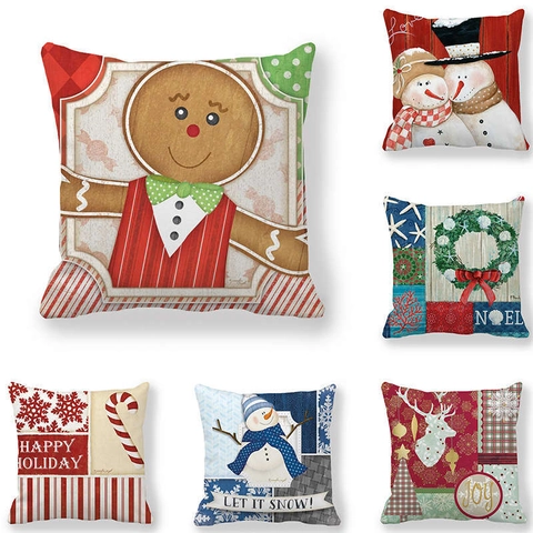 Housse De Coussin De Noël Peau De Pêche Velours Carré Impression Numérique Décoration De Fête Motif Bonhomme De Neige