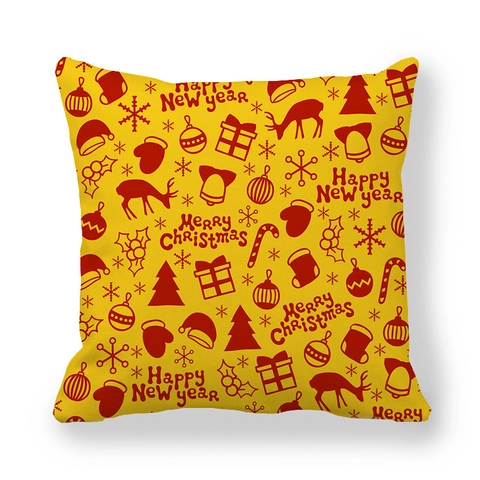 Christmas New Year Peach Skin Pillowcase Festive Decorative Cushion Cover Reindeer Snowflake Tree Pattern Sofa Home Decor