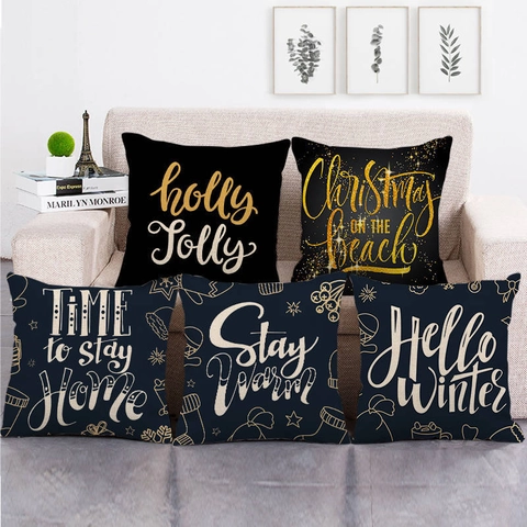 Fundas De Cojín De Navidad Lino Cuadradas Fundas De Almohada Decorativas Para Sofá Decoración Hogar Tema Invierno