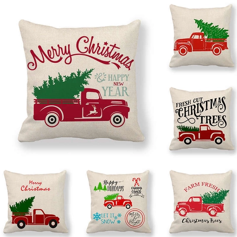 Kerst Kussensloop Perzik Huid Fluweel Decoratieve Kussenhoes Voor Bank Bankstel Feestelijk Vakantiepatroon Vierkant