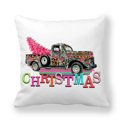 Kerst Kussensloop Perzik Huid Stof Vintage Truck Boerderij Decor Vierkante Kussenhoes Feestdagen Decoratie