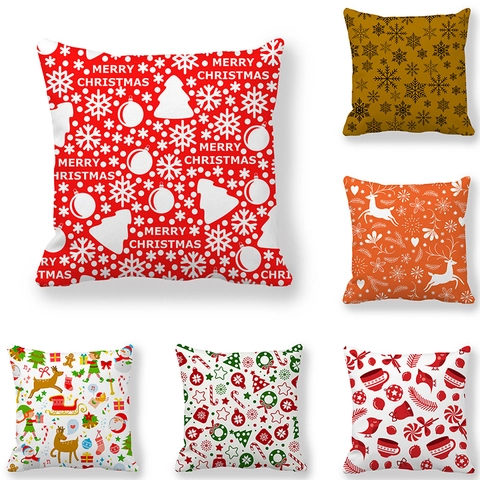 Kerst Kussensloop Perzik Huid Polyester Kussenhoes Voor Sofa Woonkamer Decoratieve Feestelijke Xmas Print