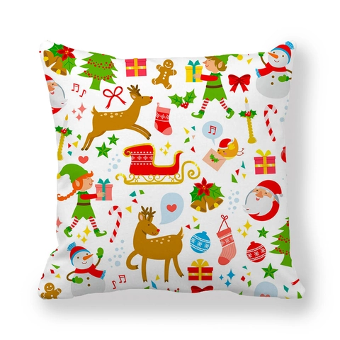 Kerst Kussensloop Perzik Huid Polyester Kussenhoes Voor Sofa Woonkamer Decoratieve Feestelijke Xmas Print