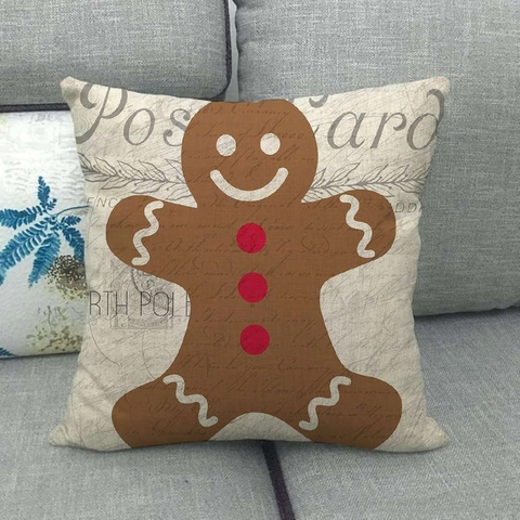 Weihnachten Leinen Kissenbezug Weihnachtsmann Schneemann Rentier Lebkuchenmann Dekorative Kissenhülle Für Sofa Couch Home Deko