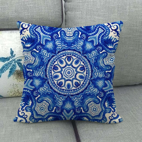 Vintage Geometric Mandala Linen Throw Pillow Case Square Decorative Cushion Cover For Sofa Living Room Home Decor