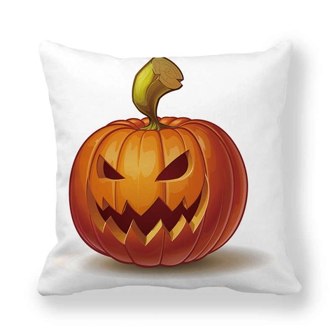 Halloween Pumpkin Face Decorative Pillowcase Peach Skin Velvet Square Cushion Cover For Home Sofa Party Festive Decor