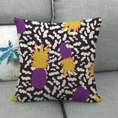 Tropischer Ananas Nautischer Leinen Kopfkissenbezug Dekorativer Quadratischer Kissenbezug Für Sofa Wohnkultur Wohnzimmer
