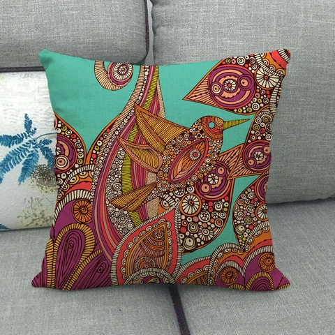 Vintage Vogel Blumen Leinen Kissenbezug Amerikanischer Stil Retro Dekorative Wurfkissenhülle Für Sofa Zuhause Wohnzimmer Auto