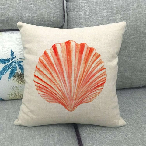 Oceaan Thema Aquarel Zeewezens Linnen Kussenhoes Zeedieren Schelp Vis Inktvis Sierkussenhoes Huis Sofa Decoratie