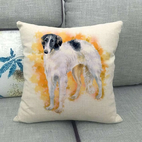 Aquarell Hund Kunst Leinen Kissenhülle Nordisch Minimalistisch Tier Muster Dekorativer Kissenbezug Für Sofa Home Dekor