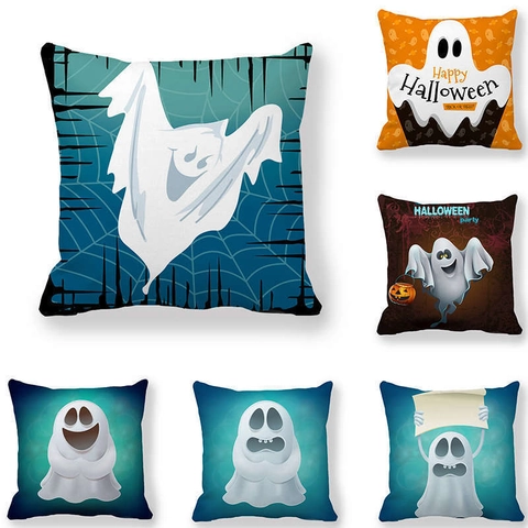 Spook Halloween Kussenhoes Perzikhuid Polyester Cartoon Gedrukt Decoratieve Kussenovertrek Sofa Bed Feest