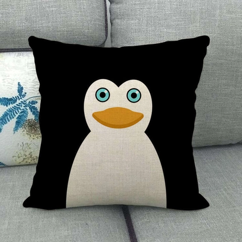 Quadratische Kissenbezüge Leinenmischung Cartoon Tiergesicht Druck Dekorative Kissenhüllen Für Sofa Couch Heimdekoration Süß Minimalistisch