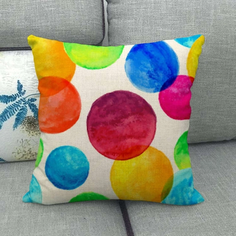 Aquarell Geometrische Polka Dot Dekorative Kissenbezug Leinen Quadratische Kissenhülle Für Sofa Wohnzimmer Bett Büro
