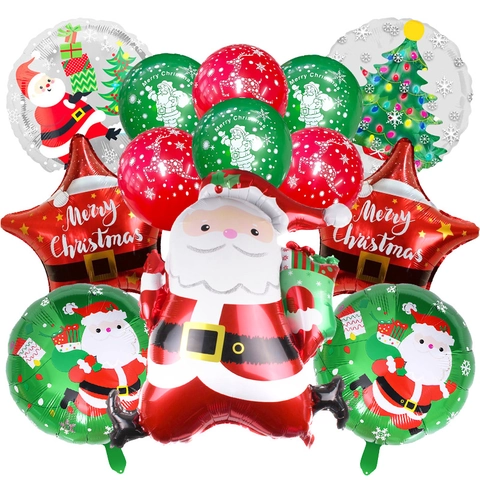 Christmas Balloon Santa Claus Aluminum Foil Latex Reindeer Christmas Tree Decoration For Xmas Party Home Kids Festive Gift