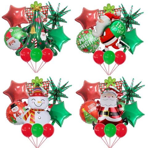 Palloncini Di Natale Alluminio E Lattice Babbo Natale Pupazzo Di Neve Albero Forme Di Pinguino Decorazione Festa Celebrazione Accessori