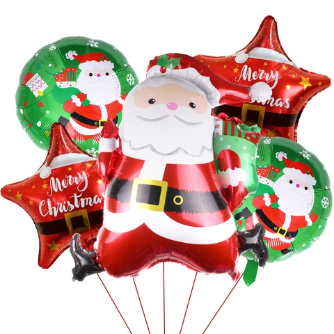 Christmas Balloon Set Aluminum Foil Santa Claus Candy Cane Star For Holiday Party Decoration Home Outdoor Ornaments