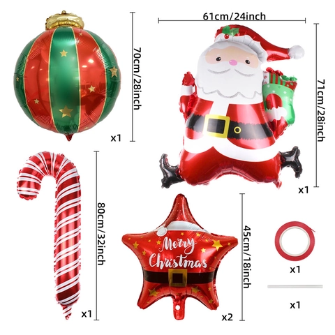Palloncini Di Natale In Foglio Di Alluminio Babbo Natale Stella Bastoncino Di Zucchero Decorazione Per Feste Interno Esterno