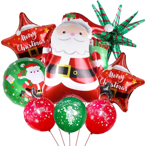 Palloncini Di Natale In Alluminio E Lattice Babbo Natale Omino Di Pan Di Zenzero Bastoncino Di Zucchero Decorazioni Per Feste