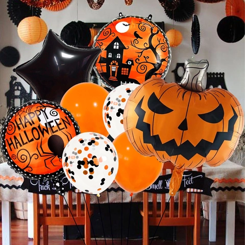 Halloween Balloons Aluminum Foil Latex Cartoon Spider Ghost Pumpkin Mummy Party Decoration Irregular Shape