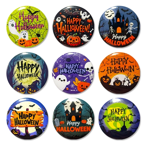 Spille Rotonde Di Halloween Spilla In Banda Stagnata Con Zucca Fantasma Scheletro Per Decorazioni Per Feste Accessori