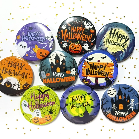 Spille Rotonde Di Halloween Spilla In Banda Stagnata Con Zucca Fantasma Scheletro Per Decorazioni Per Feste Accessori