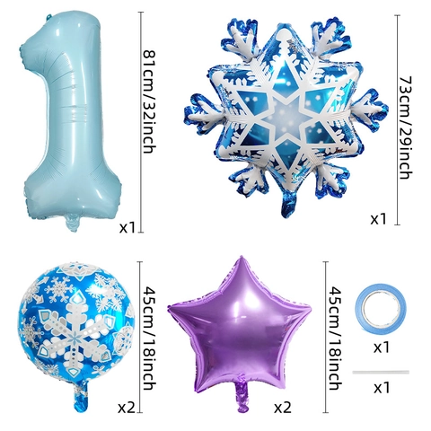 Schneeflocke Aluminiumfolie Luftballons Nummer Stern Rund Unregelmäßige Formen Geburtstagsparty Winter Thema Dekorationen